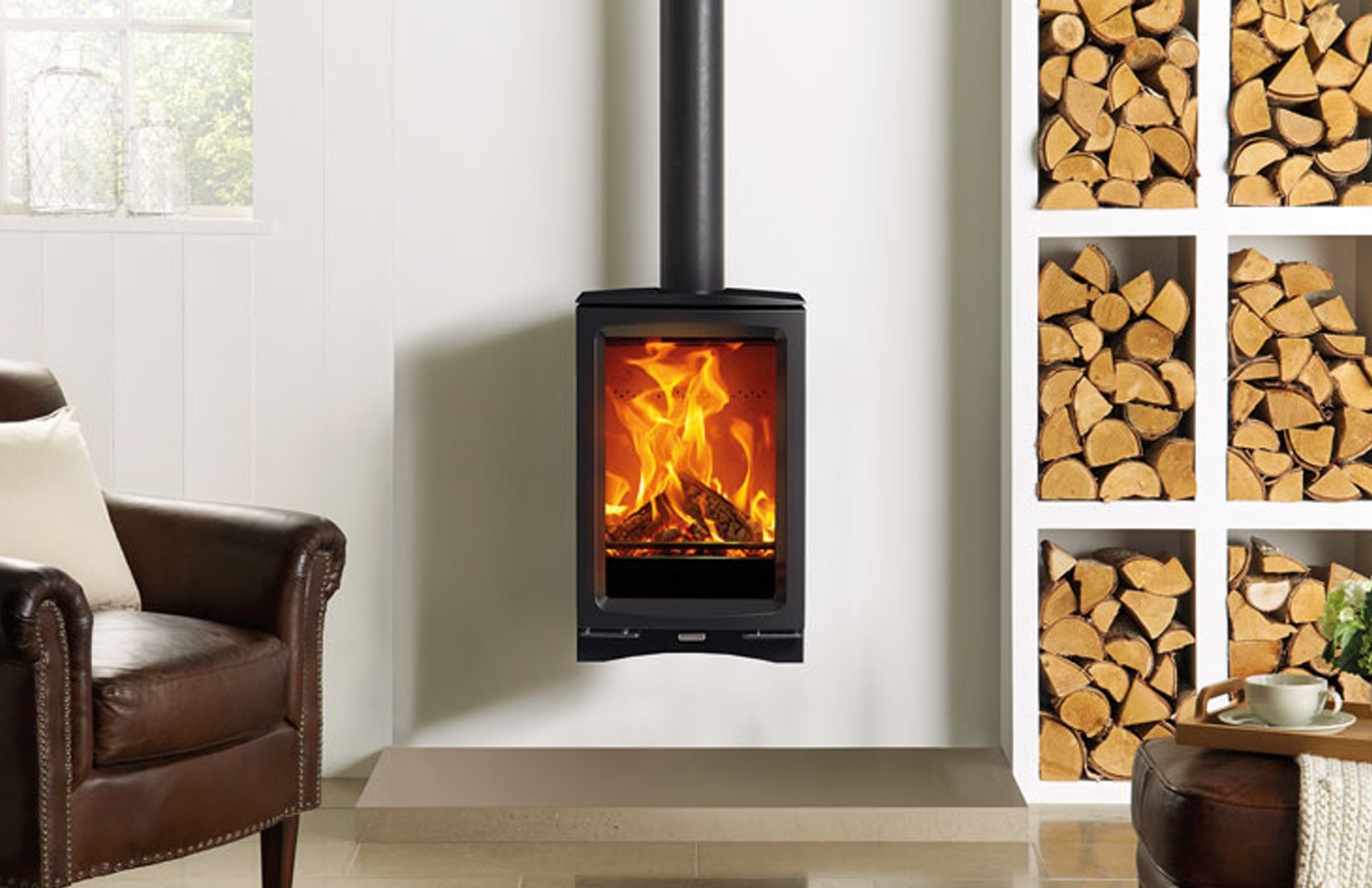 Stovax Vogue Midi T Wall Hung Woodburning & Multifuel Stove Stonewoods